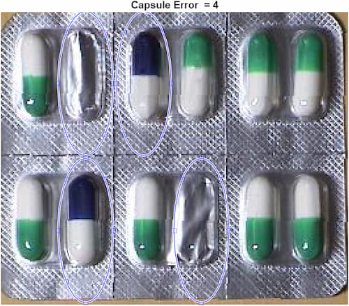 تشخیص خانه خالی ورق کپسول آموکسی سیلین بیضی آبی Capsule Error متلب
