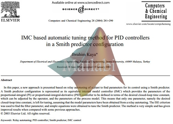 IMC based automatic tuning method for PID controllers in a Smith predictor configuration