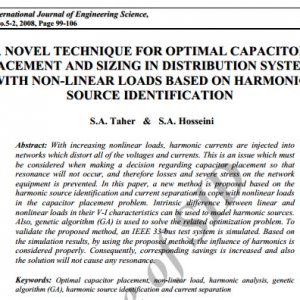 A NOVEL TECHNIQUE FOR OPTIMAL CAPACITOR PLACEMENT AND SIZING IN DISTRIBUTION SYSTEMS WITH NON-LINEAR LOADS BASED ON HARMONIC SOURCE IDENTIFICATION