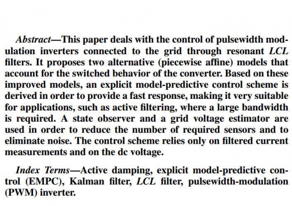Explicit Model-Predictive Control of a PWM Inverter With an LCL Filter