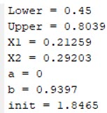 Obtained parameter values