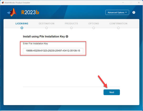 Enter File Installation Key متلب 2023b